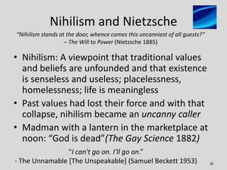 Nihilism and Nietzsche
“Nihilism stands at the door, whence comes this uncanniest of all guests?”
                   – The...