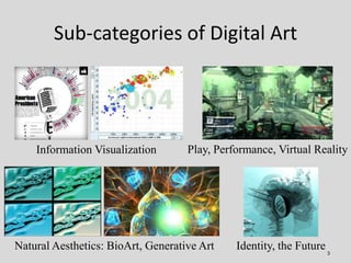 Sub-categories of Digital Art




    Information Visualization       Play, Performance, Virtual Reality




Natural Aesth...