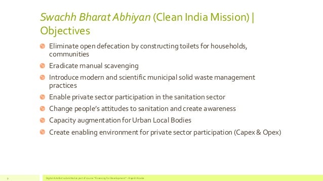 Objectives of the Swachh India Mission