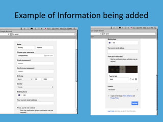 Example of Information being added 
 