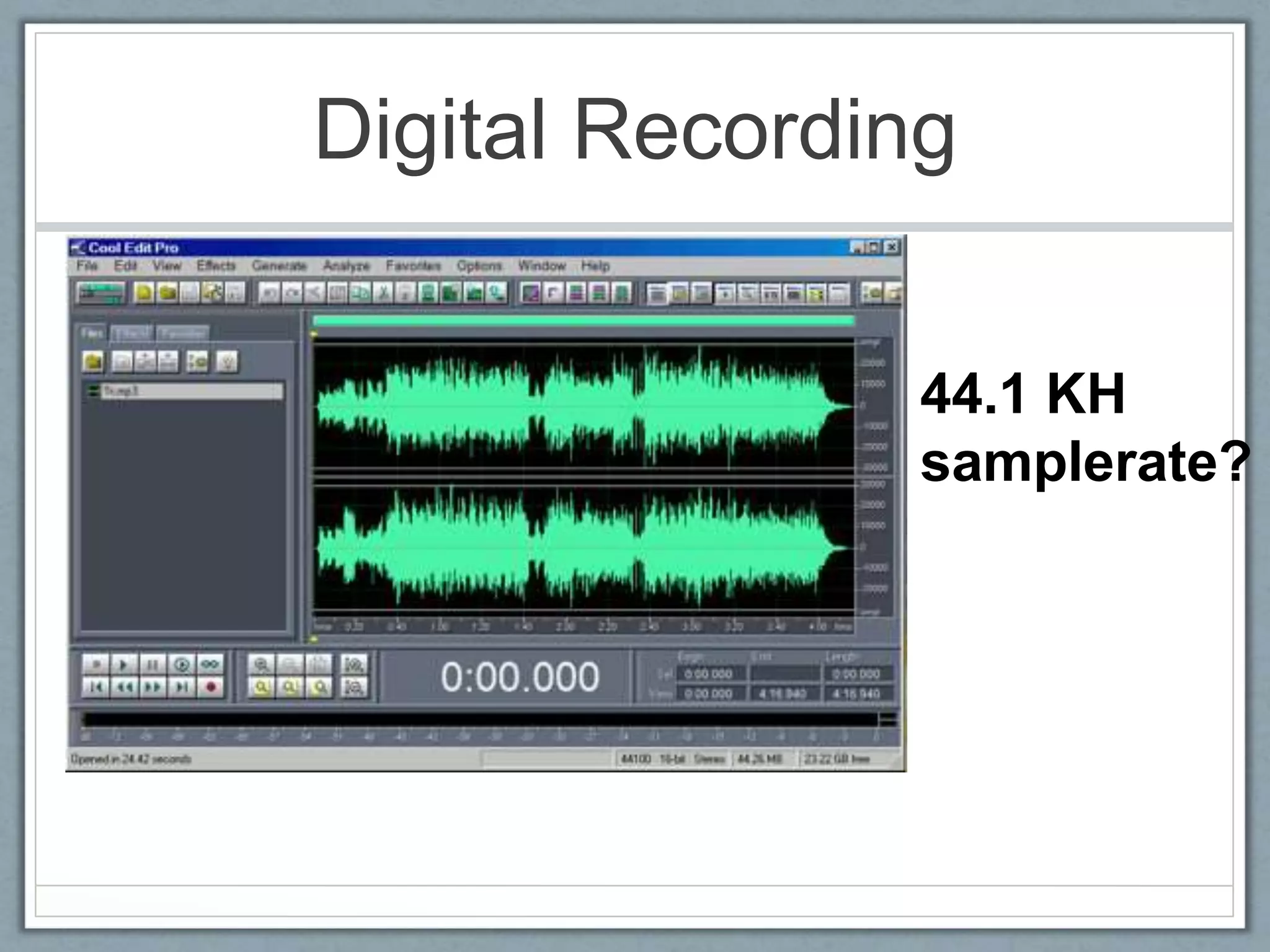 Digital Recording
44.1 KH
samplerate?
 