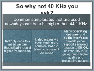 So why not 40 KHz you
ask?
 