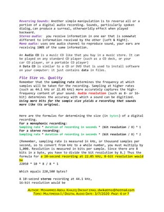 Digital audio | DOCX