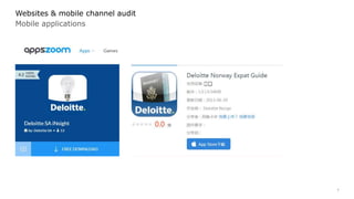 7
Mobile applications
Websites & mobile channel audit
 