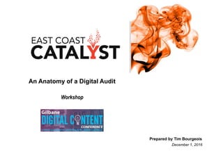 An Anatomy of a Digital Audit
Workshop
Prepared by Tim Bourgeois
December 1, 2016
 