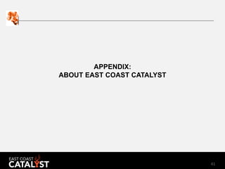 41
APPENDIX:
ABOUT EAST COAST CATALYST
 