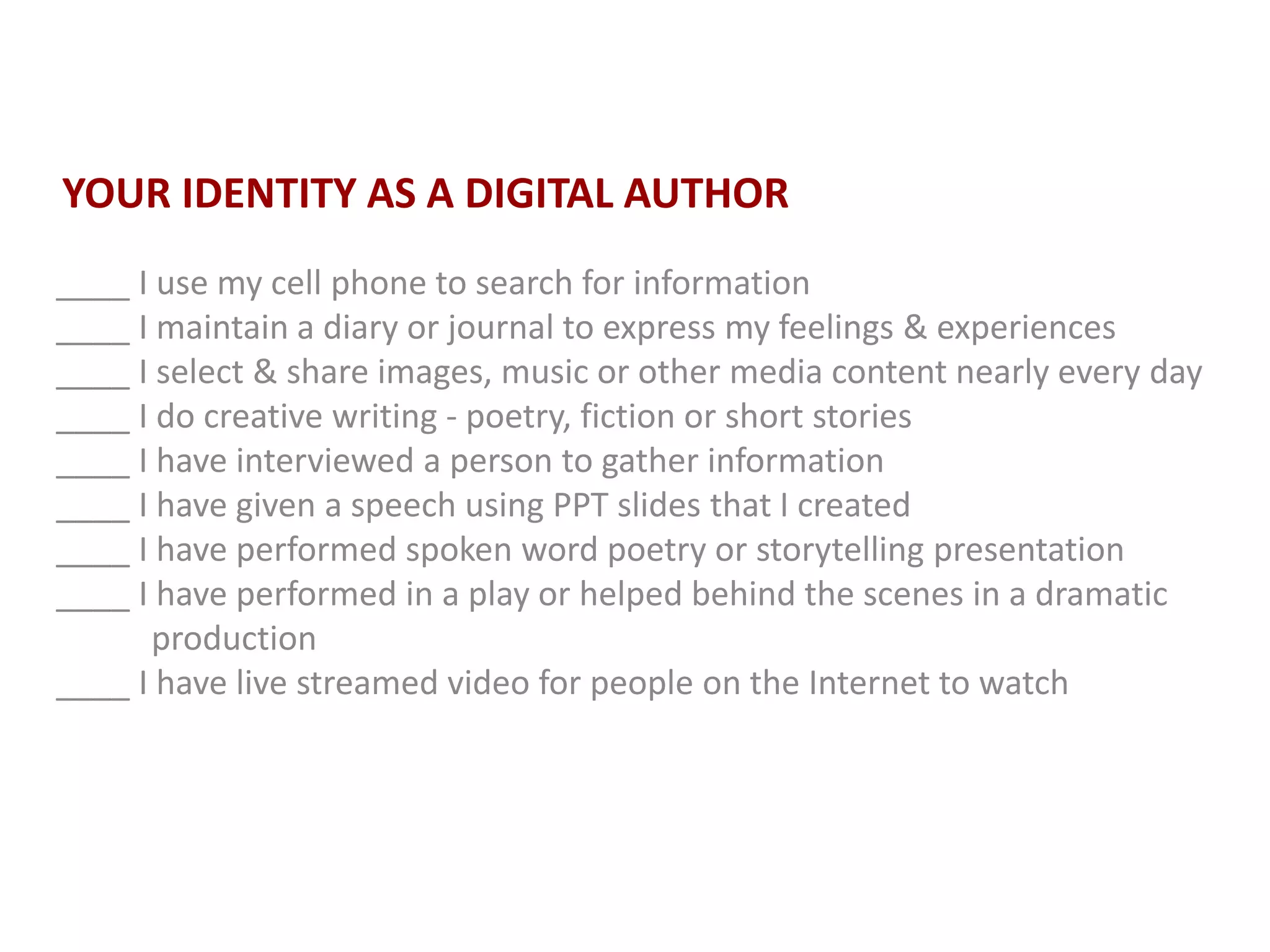 Digital Authorship & Media Literacy