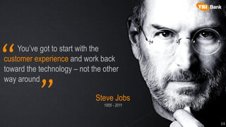 You’ve got to start with the
customer experience and work back
toward the technology – not the other
way around
Steve Jobs
1955 - 2011
14
“
”
 