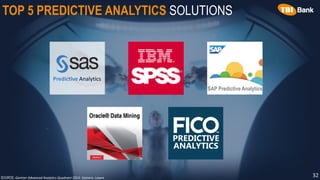 TOP 5 PREDICTIVE ANALYTICS SOLUTIONS
32
Predictive Analytics
SAP Predictive Analytics
PREDICTIVE
ANALYTICS
SOURCE: Gartner Advanced Analytics Quadrant 2015: Gainers, Losers
 