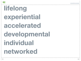 92


lifelong
experiential
accelerated
developmental
individual
networked
 
