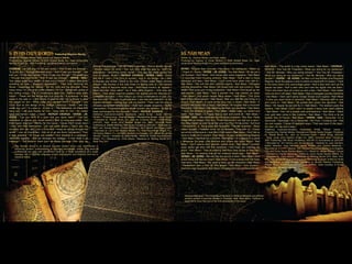 Featuring Stephen Marley

Written by: Damian Marley, Nasir Jones and Stephen Marley
Produced by: Stephen Marley / © 2009, Biddah Musik, Inc., Nasir Jones p/k/a
NasSun Knight Inc., ZNS Publishing. Lyrics reprinted by permission.

CHORUS / Jah told you / In his own words / “And I’ll see you through” /
To guide you / Through this cold world / “And I’ll see you through” / Jah
told you / In his own words / “And I’ll see you through” / To guide you
/ Through this cold world / “And I’ll see you through” / VERSE / NAS /
Two steps away from death / A vest and a holster / I detest detectives
arresting us over / Weapons possession / They was checking the
Rover / Inspecting the Tattoos / On my neck and my shoulder / How
many times I’m one of six coffin holders / Or I’m / Sitting with goons in
the visiting rooms / Flip it I could have been you / Behind state walls
biddin’ / These are the things that a G pray for / A quittance / A little
stash in the safe or / Little Shorty to wait for him / Or a Shorty to take
the weight for him / What really did I escape from? / Thought I saw
Gods face on the design of my vintage Claiborne / Swear I see Him
every day ya’ll / In a bus or / A train or / The billboards out there that
hang tall / I still give thanks for Him / Have faith for Him / No matter
what His name’s called. / Seen! / REPEAT CHORUS / VERSE / JR.
GONG / Can you think of a color that you never seen? / Can you
reminisce on places you never been? / Well is many are called / But
them never deemed / Worthy for the cause / Cause them never clean
/ Help who help themselves / Jah nuh raffle dream / That’s why me
chummy with Jah Jah / Like a Cherubim / Keep we strong through the
winter / Like an Evergreen / And all of us are more connected / Than
it ever seemed / All things are related / And creation is a package /
Generate together / And we increase the wattage / A how them a go
manage? / Tell Babylon them can’t do Rasta damage / Nor stop we

through the passage / Jah did make a promise / God is always honest
/ Always keeps his word / Yow nuh care what the plan is / Don’t be
astonished / Stumbling bocks vanish / One day the meek gonna live
inna di palace, Woah! / REPEAT CHORUS / VERSE / NAS / Some
ask me if I feel / That Zion is surreal / And in my songs / Do I plan
to expose and reveal / Word to the curb / That’s under these chrome
wheels / My homies is the only ones I’m taking care of / But severe
reality starts to become more clear / And these know‐it all rappers /
Have become more weird / As if they were superior / And fans are
inferior / How about balance between the streets and the theories of /
Collegiate literature / I hold mirrors up / Give combinations of pain, joy,
fear and love / Through my perspective / I can see Jah reflection / In the
highest definition / Getting high with my bredrin / Then I ask him why is
Africans dying from circumcision / They lack proper surgeons / Suffer
malnutrition / Underestimate the wealth of their own wisdom / Its like its
been exchanged for this penicillin / Seen! / REPEAT CHORUS /

Additional musicians/vocalists: Keyboards: Llamar Brown / Guitar: Rannoy
Gordon / Programming: Stephen Marley / Background Vocals: Betty Wright
/ Published by: Biddah Muzik, Inc., adm. by Universal Music – MGB Songs
(ASCAP), Nasir Jones p/k/a NasSun Knight Inc. (BMI) Universal Music
Publishing & ZNS Publishing/ EMI Music Publishing (ASCAP) / Recorded by:
Marc Lee, George Massa, Charles Wakeman, Josh Newell, and Casey Lewis
/ Recorded at: Lion’s Den Studios (Miami, FL), Setai Recordings (Miami, FL),
Hit Factory (Miami, FL), and NRG Studios (Los Angeles, CA) / Mixed by: James
“Bonzai” Caruso / Assisted by Steve Nowa / Mixed at: Circle House Studios
(Miami, FL) / Mastered by: Chris Athens / Mastered at: Sterling Sound NYC
(New York, NY)

The Rosetta Stone is an Ancient Egyptian artifact which was instrumental in
advancing modern understanding of Egyptian hieroglyphic writing. The stone is
a Ptolemaic era stele with carved text made up of three translations of a single
passage: two in Egyptian language scripts (hieroglyphic and Demotic) and one in
classical Greek.

Written by: Damian Marley, and Nasir Jones
Produced by: Damian “Jr. Gong” Marley / © 2009, Biddah Musik, Inc., Nasir
Jones p/k/a NasSun Knight Inc. Lyrics reprinted by permission.

INTRO / Tougher than concrete / Hey bwoy / Go labbajuice / Watch ya
/ Check it! / Boom / VERSE / JR. GONG / You Nah Mean / Mi dip out a
old fourteen / Nah Mean / And reload man extra magazine / Nah Mean
/ A wounded them housing scheme / Nah Mean / Nuff a dem a move
sideways and lean / Nah Mean / Can’t come bout when man deh in /
Nah Mean / We nuh like dem colonial regime / Nah Mean / Ethiopian
nuh like Mussoline / Nah Mean / Mi Queen hafi rock and come in / Nah
Mean / And jump pon mi big trampoline / Nah Mean / And boost up her
self‐esteem / Nah Mean / Nuff a wonder how man kitchen so clean
/ Nah Mean / And which recipe dat a steam / Nah Mean / The lyrics
dem a flow like a stream / Nah Mean / Mek you feel like you living in a
dream / Nah Mean / It come to the crop man a cream / Nah Mean / It
come to discipline man a Dean / Nah Mean / Mi tougher than a Hummer
limousine / Nah Mean / We stepping we fresh and we clean / Nah Mean
/ I burn the stinkest of green / Nah Mean / Better listen up careful and
keen / Nah Mean / A Puppa Nas a rock and come in / Nah Mean /
VERSE / NAS / We celebrate like I finished probation / Boy Boy / Notty
Head with no chaser / Boy Boy / From the mouth I can spit out a razor /
Boy Boy / Open up your facial like your boy Roy / In his prime / Eat food
/ Dinnertime / Jr. Gong pass the Guinness / Handle business / Black
Velvet sippers / Females never bid us farewell / They with us / Cause
we arrive on the scene / Just like a high beam / Nah Mean / Don’t let us
have to make the 9 scream / Nah Mean / At your racial policing Regime
/ Nah Mean / Spiritual like a Elohim / Nah Mean / In a casino or a yacht
/ Wherever I’m seen / My brothers and sisters are never forgot / Nah
Mean / Don’t wanna hear another soldier drop / Nah Mean / Another
dope addict get shot with the morphine / And Feds are indicting my
block / Nah Mean / They’re wearing Red from they shoes to they top /
Nah Mean / I’m wishing that all the violence would stop / Nah Mean /
VERSE / JR. GONG / We nuh like the sound of siren / Nah Mean / And
some bwoy soft like ice cream / Nah Mean / From a bwoy mek the Feds
intervene / Nah Mean / We send a bwoy go tek intravene / Nah Mean
/ Parabellum dem a hitch up inna spleen / Nah Mean / Inna Queens /
Gunman reign Supreme / Nah Mean / KIngstonians are real blood fiends /

Sankoré Madrasah, The University of Sankoré, or Sankore Masjid is one of three
ancient centers of learning located in Timbuktu, Mali, West Africa. Timbuktu is
assumed to have had one of the first universities in the world.

Nah Mean / The world is a big crime scene / Nah Mean / CHORUS /
BRIDGE / Yow Yow Mr. President / What you doing for my residence?
/ Yow Mr. Minister / Why you being sinister? / Yow Yow Mr. President /
What you doing for my residence? / Yow Mr. Minister / Why you being
sinister? / VERSE / JR. GONG / Se Man a di real Buffalo inna Rastafari
Regime / Bush Bungalow a whe is where mi dwell with mi Queen / Trash
to the bone down inna camouflage green / Nuff a dem whe can’t go the
places we been / Nuff a dem whe can’t see the sights whe we seen /
That’s why them face all a twist up and a lean / Nah Mean / Dem better
mine we kick it off clean / Nah Mean / Man a Gangster just like Gambine
/ Dat Mean / Dem can’t serve Congo Dread court supine / Nah Mean
/ A who you want come in convene / Nah Mean / Attorney haffi to rock
and come in / Nah Mean / Mi pocket dem green like spurlene / Nah
Mean / Mi regular fly out and fly in / Nah Mean / The stadium pack like
sardine / Nah Mean / Can’t catch mi speed a fassy hole need caffeine
/ Nah Mean / Run out a breath and antihistamine / Nah Mean / Wash
over gold dem come in like Listerine / Nah Mean / You think a lie we
badder than Al Pacine / Nah Mean / VERSE / NAS / Genocide / It’s a
Genocide / Genocide / It’s a Genocide / 5th Floor / Cooking raw / Had
my own supply / Cause of capitalist ways / That was back in the days /
So now I do rap and it pays /

Additional musicians/vocalists: Keyboards: Phillip “Winter” James /
Programming: Damian Marley / Background Vocals: Noelle Scaggs / Published
by: Biddah Muzik, Inc., adm. by Universal Music – MGB Songs (ASCAP)
, Nasir Jones p/k/a NasSun Knight Inc. (BMI) Universal Music Publishing,
ZNS Publishing/ EMI Music Publishing (ASCAP) & Ezra’sshare at (ASCAP)
/ Recorded by: Tim Harkins and Vernon Mungo / Assisted by Jose Quintero,
Bobby Newland, Greg DePante, James Rudder, and Charles Wakeman /
Recorded at: D.A.R.P. (Atlanta, GA), Henson Recording Studios (Los Angeles,
CA), and Circle House Studios (Miami, FL) / Mixed by: James “Bonzai” Caruso
/ Assisted by Charles Wakeman / Mixed at: Circle House Studios (Miami, FL)
/ Mastered by: Chris Athens / Mastered at: Sterling Sound NYC (New York,
NY). “Nah Mean” contains elements of the recording “Kurikute” written by Tonito
and performed by Sara Chaves, published by Murder Riddims Publishing/
African Music Publishing/Kussu Productions(BMI). Used courtesy of Kussu
Productions. All rights reserved.

 