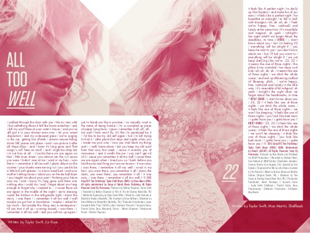 Taylor Swift Red Karaoke Digital Booklet