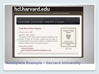 Bookplate Example - Harvard University
 