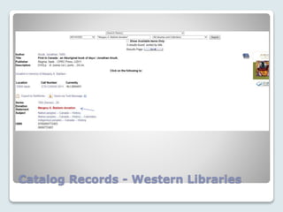 Catalog Records - Western Libraries
 