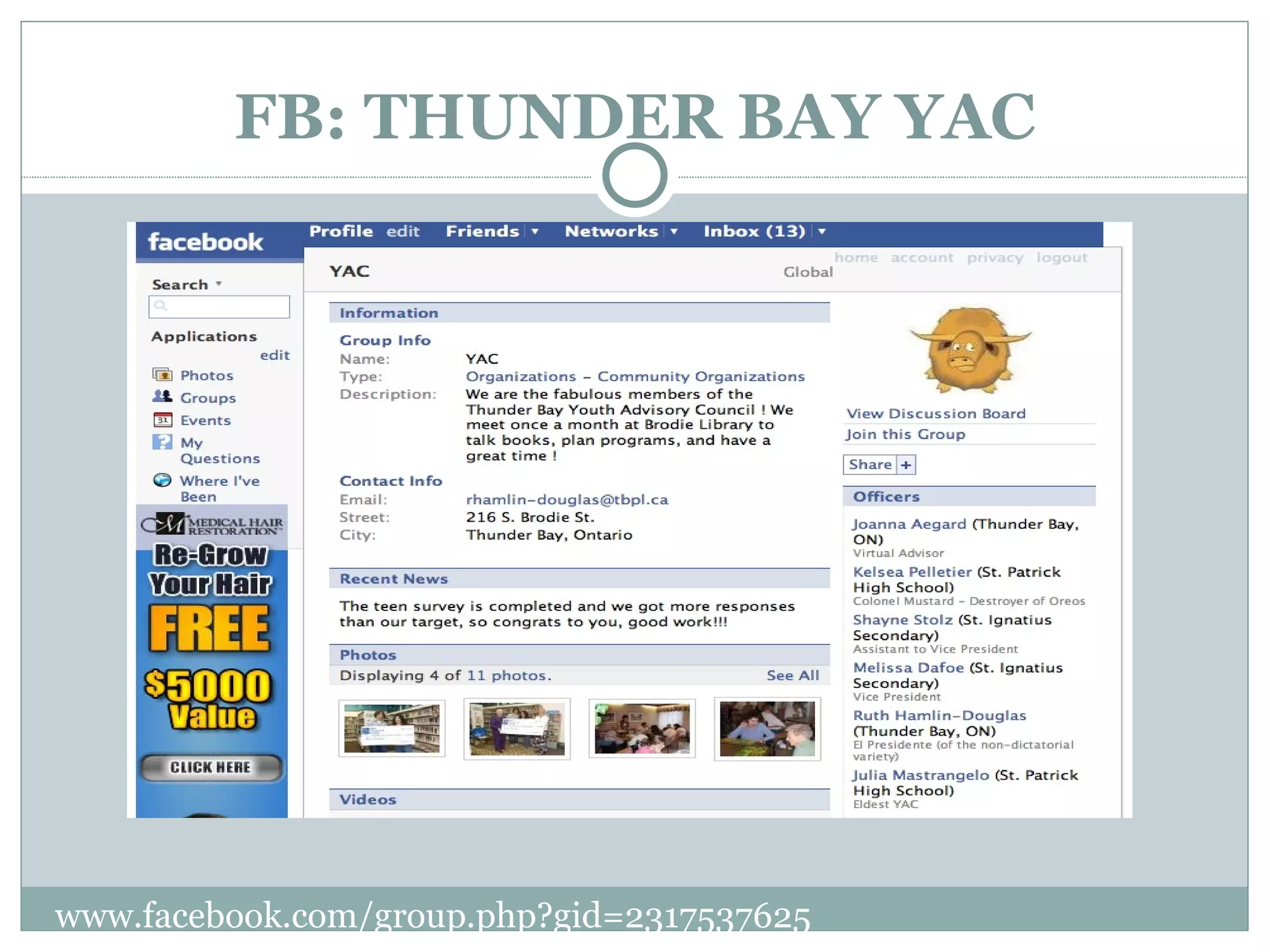 FB: THUNDER BAY YAC www.facebook.com/group.php?gid=2317537625