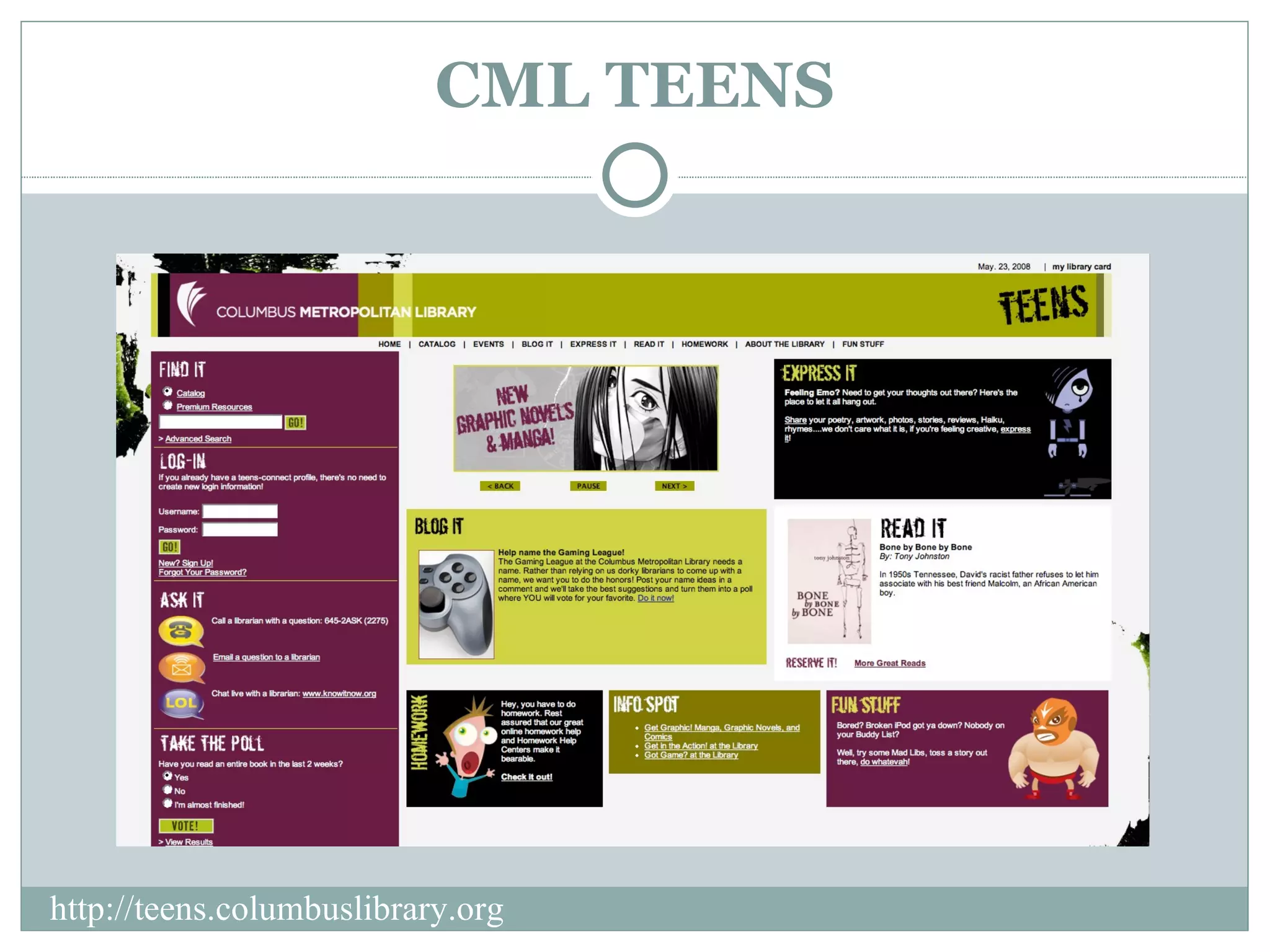 CML TEENS http://teens.columbuslibrary.org