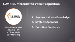 15
LUMA’s Differentiated Value Proposition
1. Peerless	Industry	Knowledge
2. Strategic	Approach
3. Execution	ExcellenceThe...
