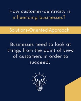How customer-centricity is
influencing businesses?
Solutions-Oriented Approach
Businesses need to look at
things from the point of view
of customers in order to
succeed.
 