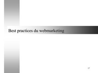 Best practices du webmarketing

17

 