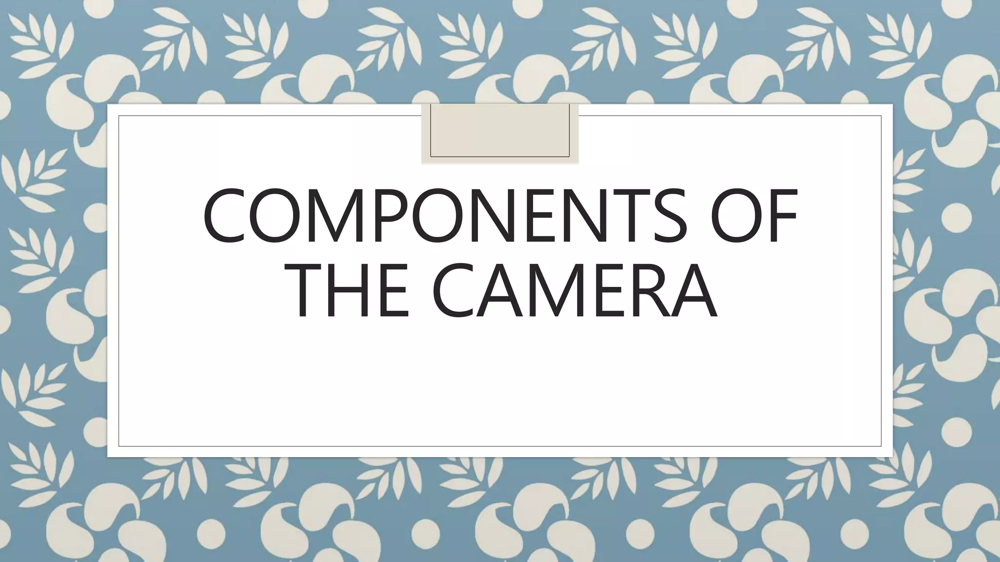 COMPONENTS OF
THE CAMERA
 