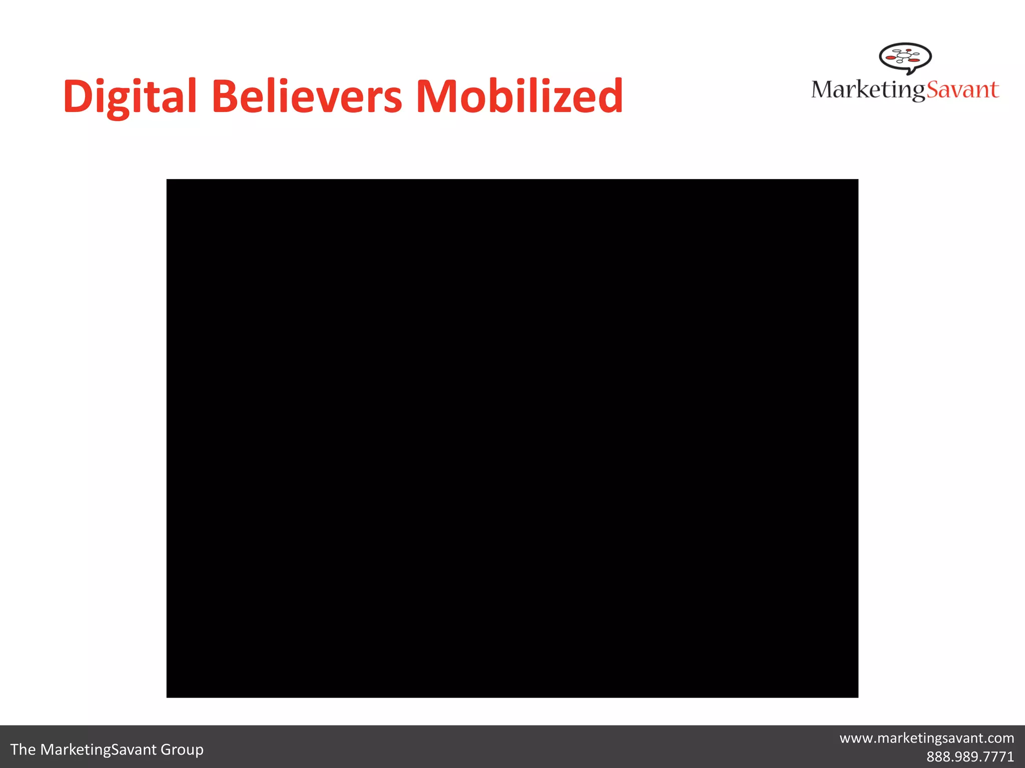 Digital Believers Mobilized




                                    www.marketingsavant.com
The MarketingSavant Group                      888.989.7771
 