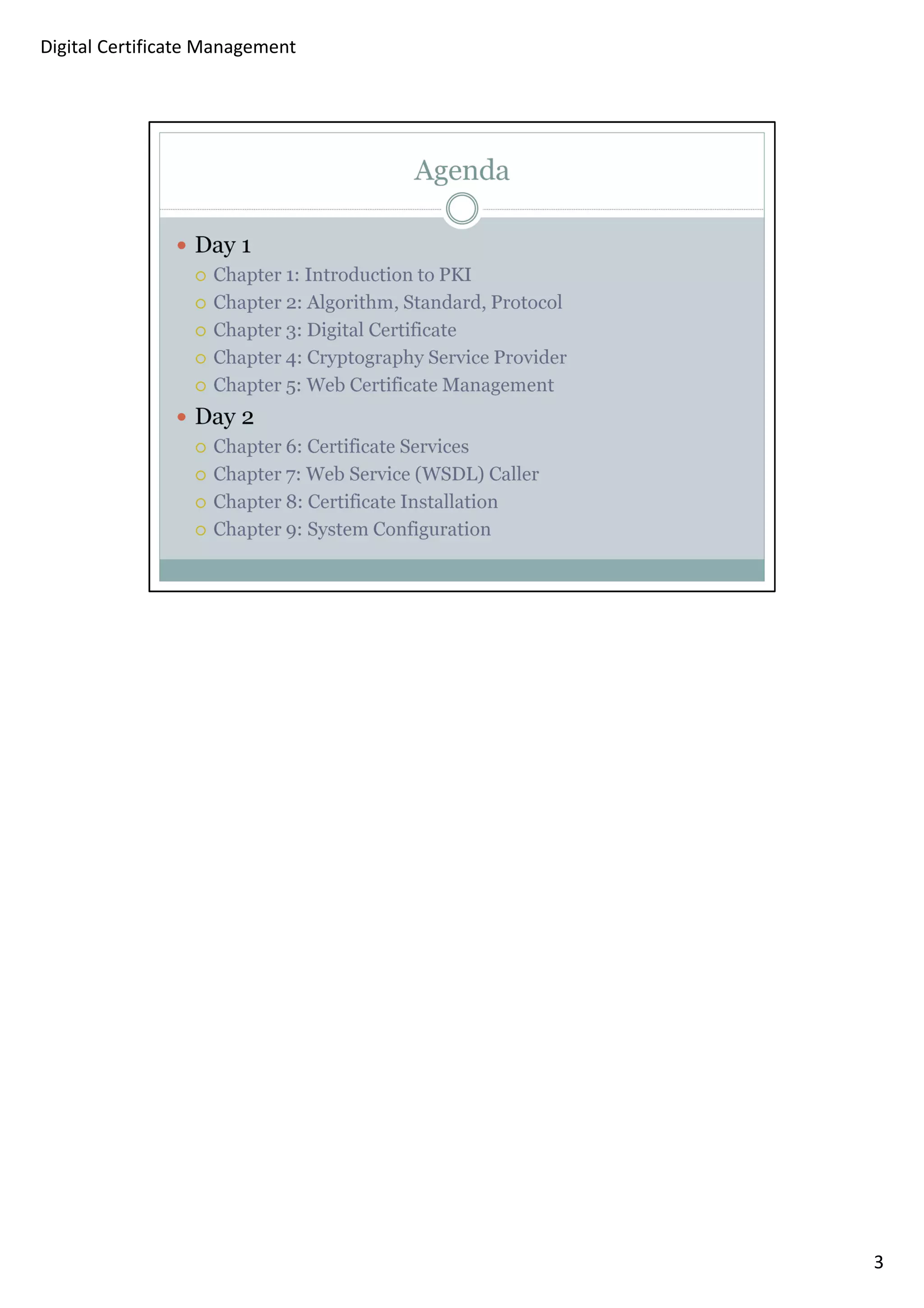 3 
Digital Certificate Management 
 