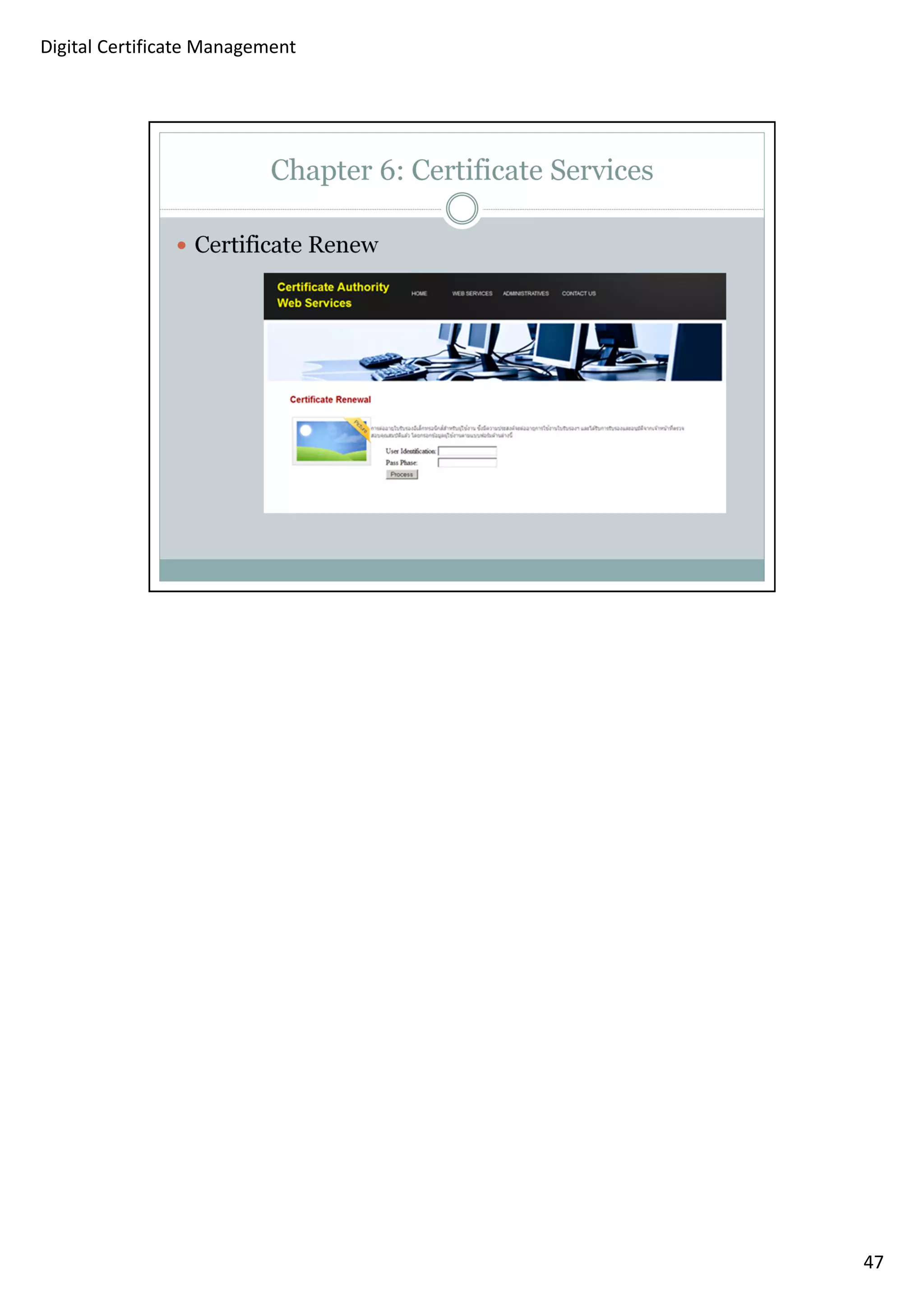 47 
Digital Certificate Management 
 