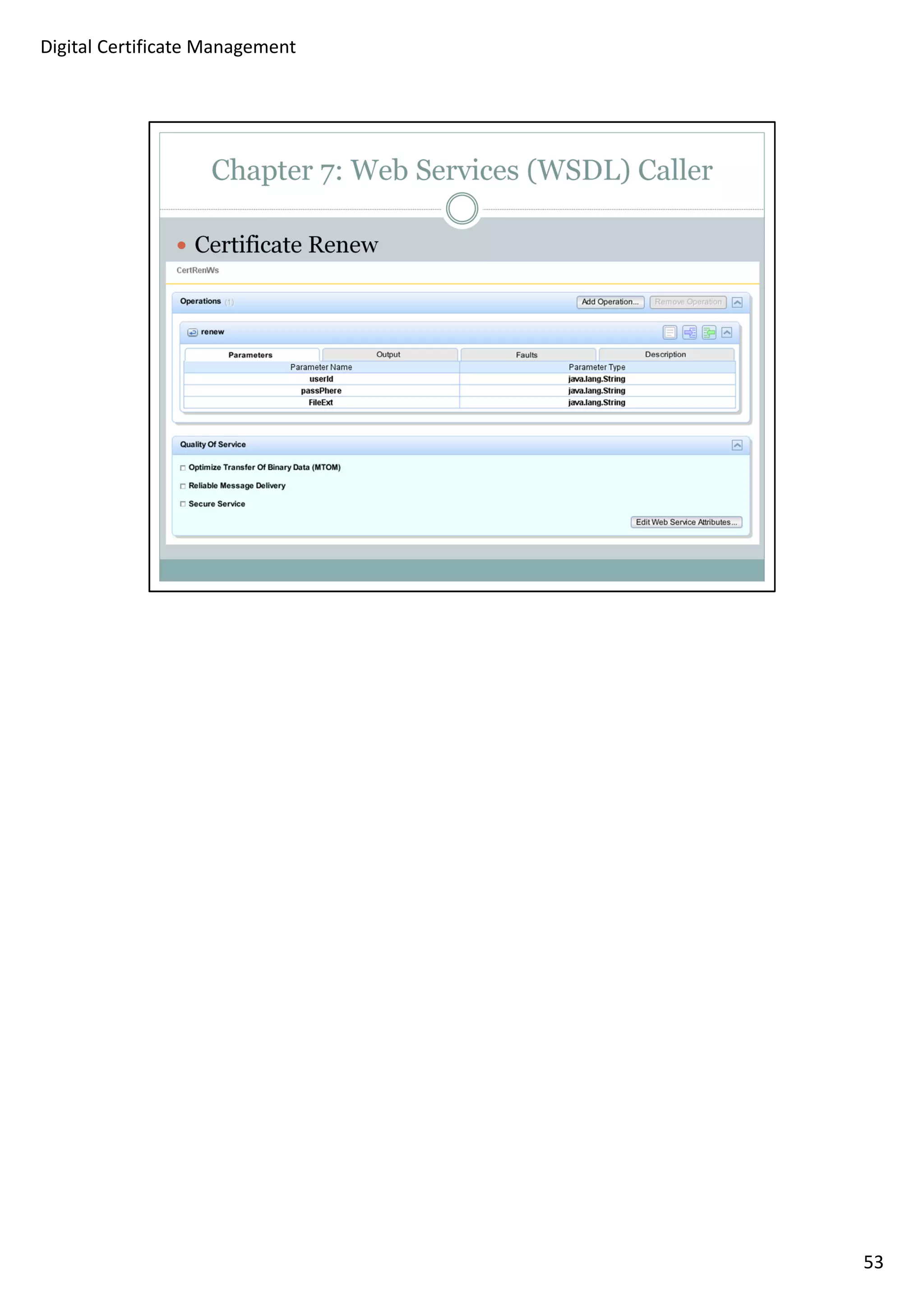 53 
Digital Certificate Management 
 
