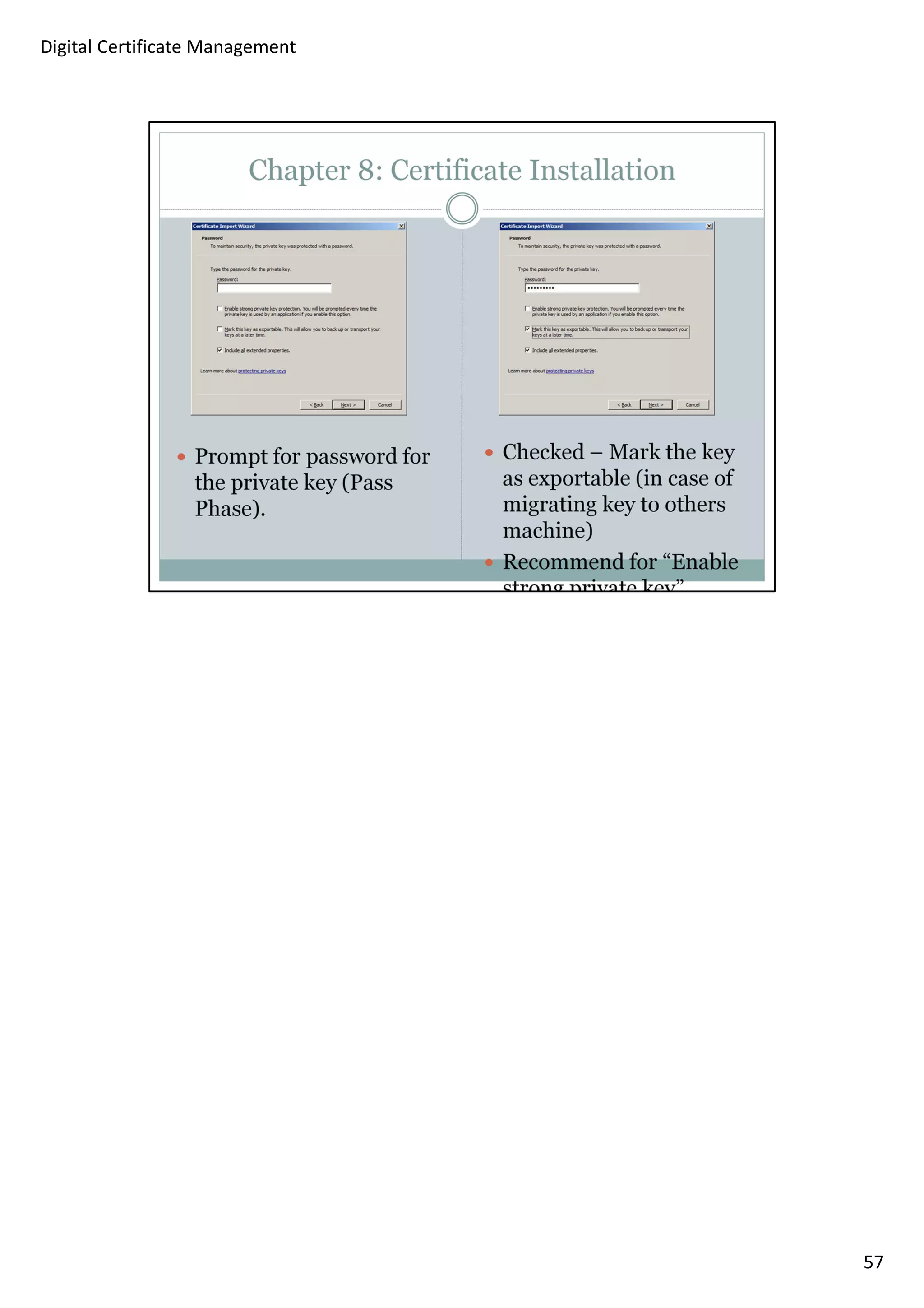 57 
Digital Certificate Management 
 
