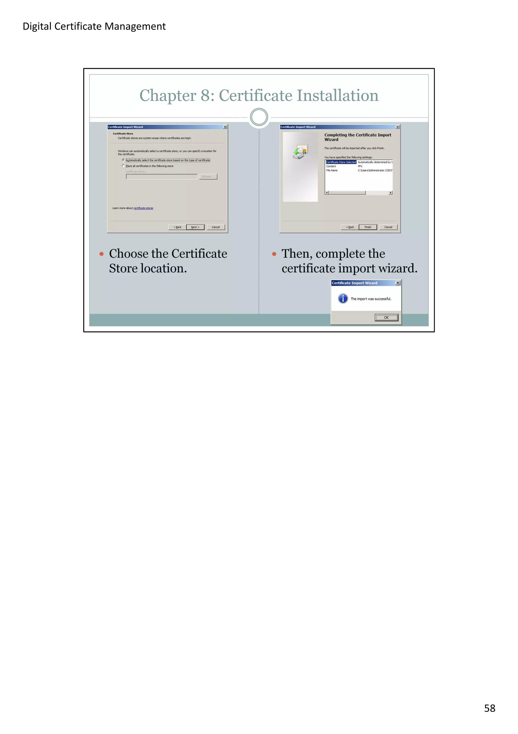 58 
Digital Certificate Management 
 