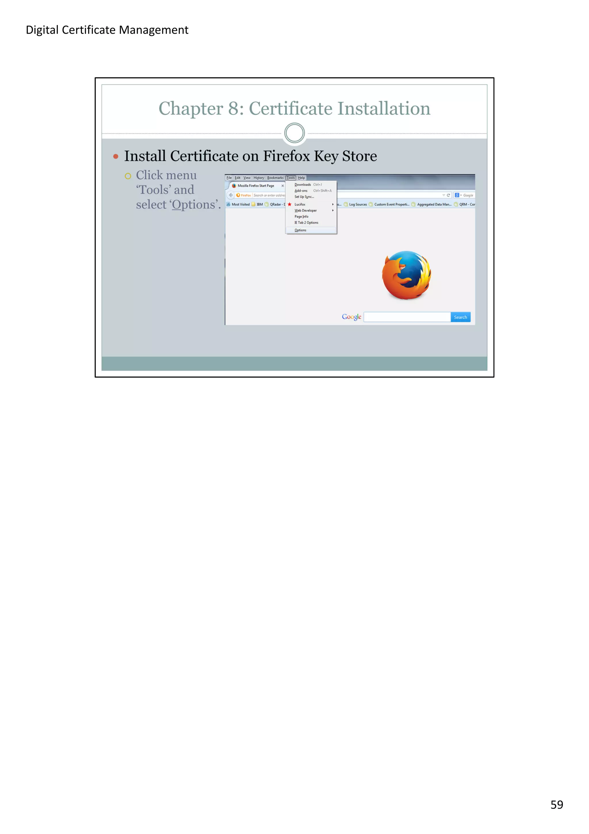 59 
Digital Certificate Management 
 