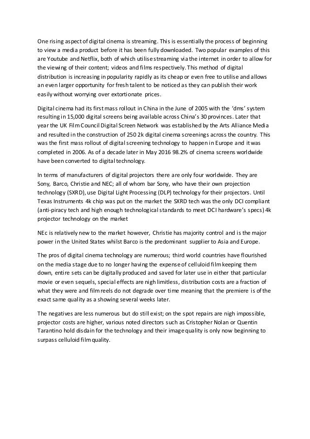 digital cinema essay