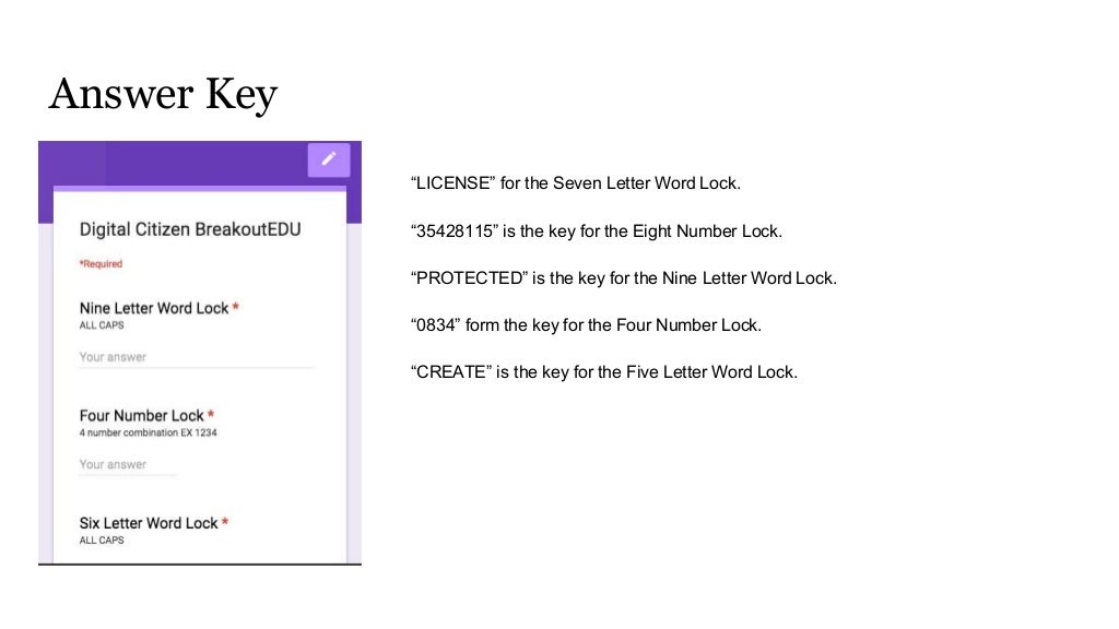 Digital citizen breakout edu instructions and answer key