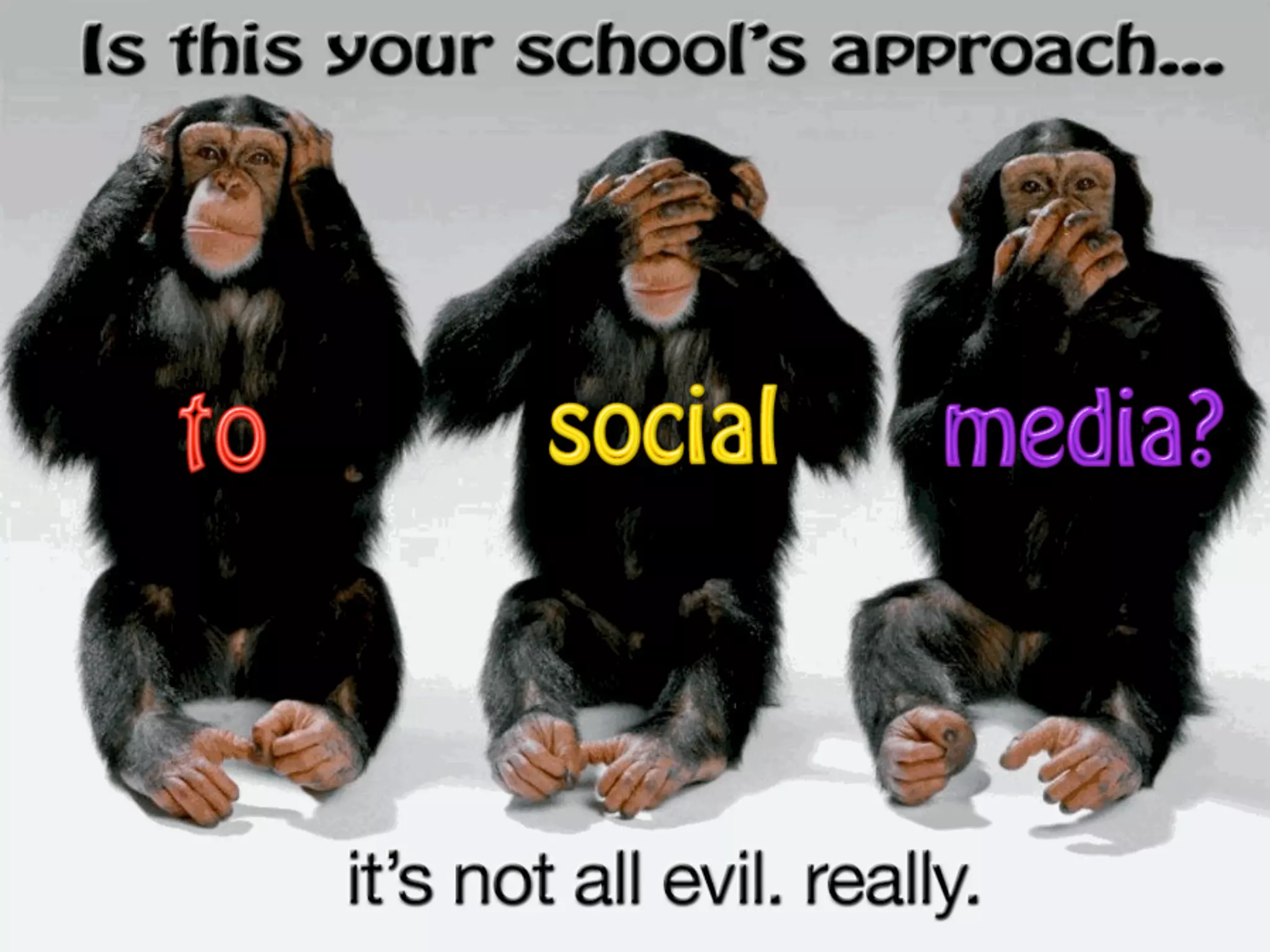 Imagine for a second if we taught our teenagers to drive a car in
the same manner we attempt to teach them about social media...

Driving lessons would
NEVER take place in an
actual car.

Driving lessons
would only focus on
what NOT to do.

Driving lessons would be taught by
adults (teachers or parents) with little or
no experience of driving.
Slide by @gcouros

~Dan Haesler

 