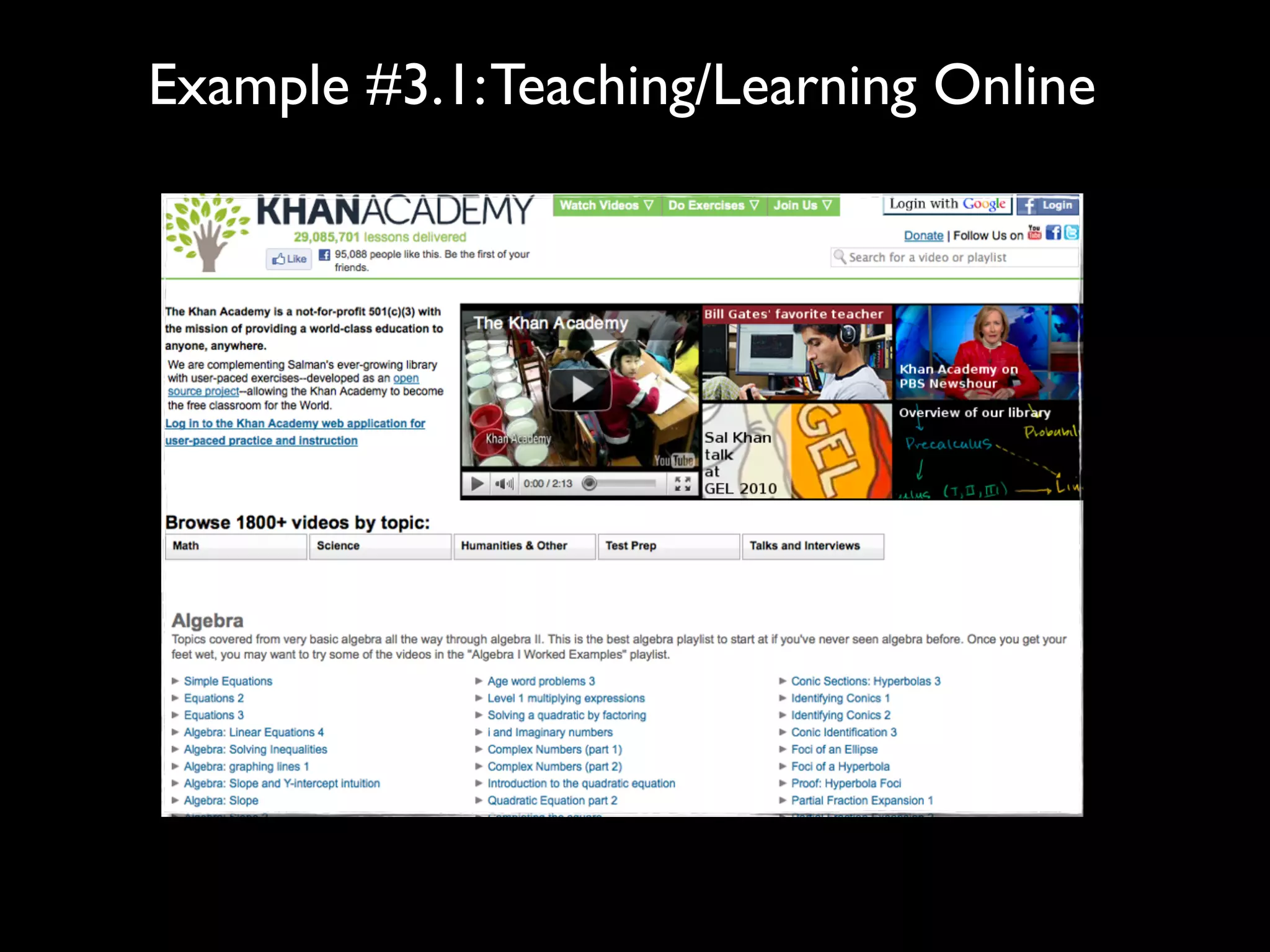 Example #3.1: Teaching/Learning Online
 