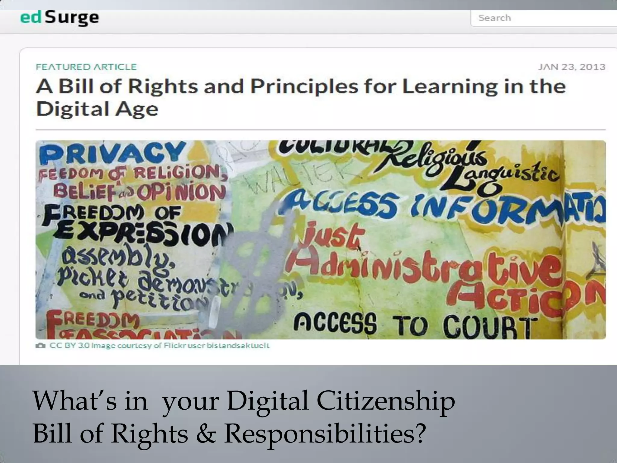 What’s in your Digital Citizenship
Bill of Rights & Responsibilities?
 