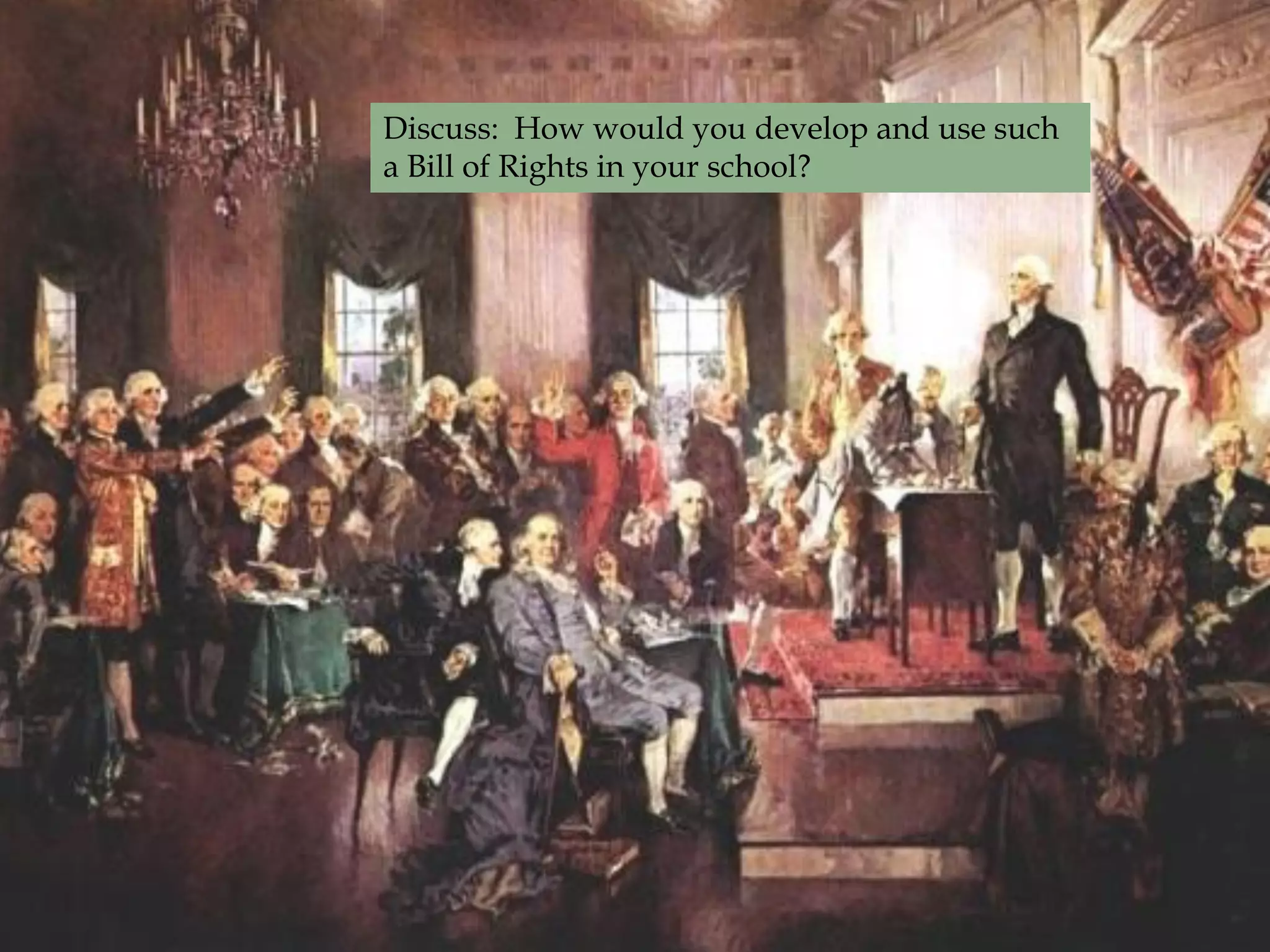 Discuss: How would you develop and use such
a Bill of Rights in your school?
 