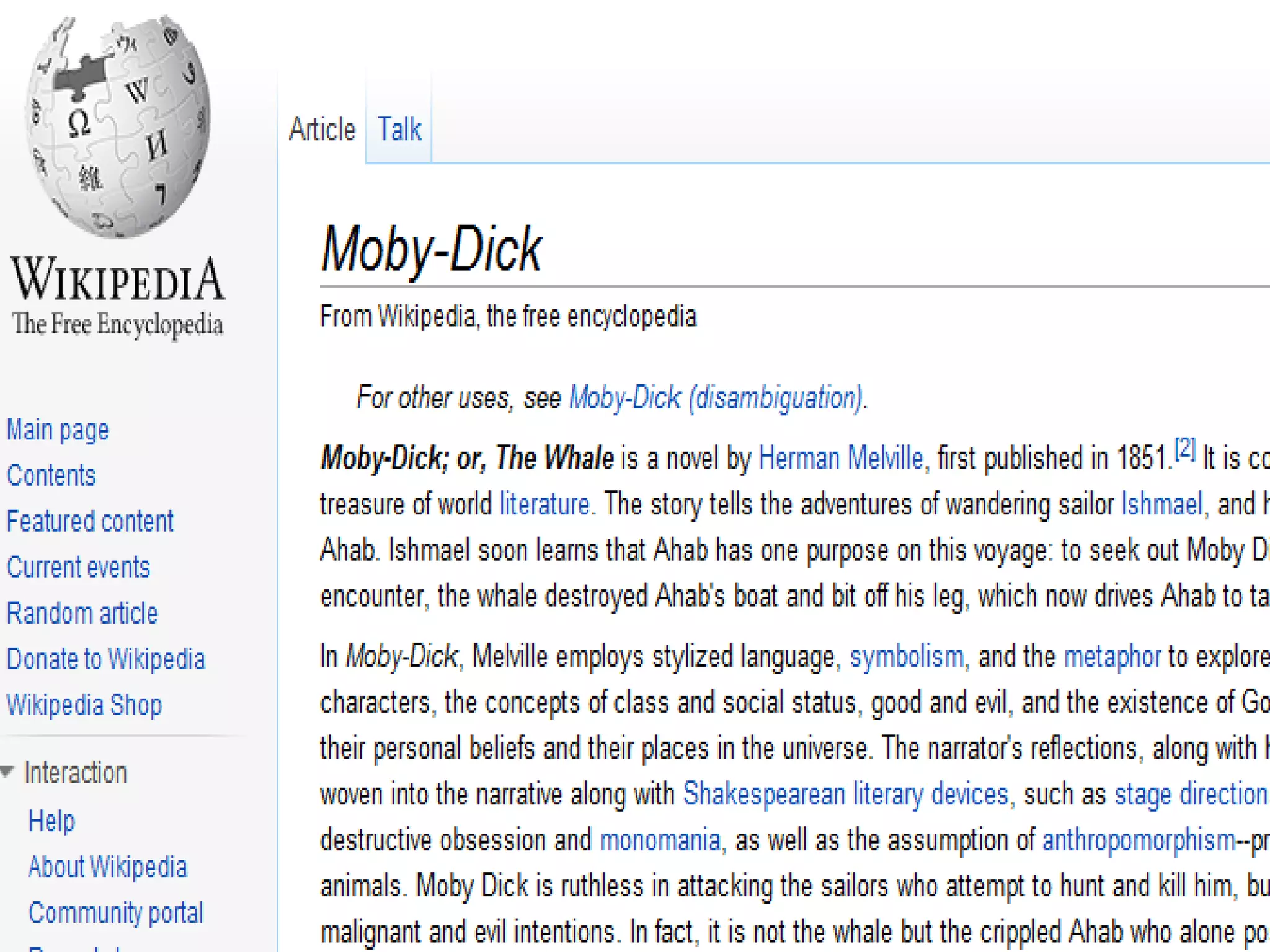  Moby Dick on Wikipedia example
 Images
 