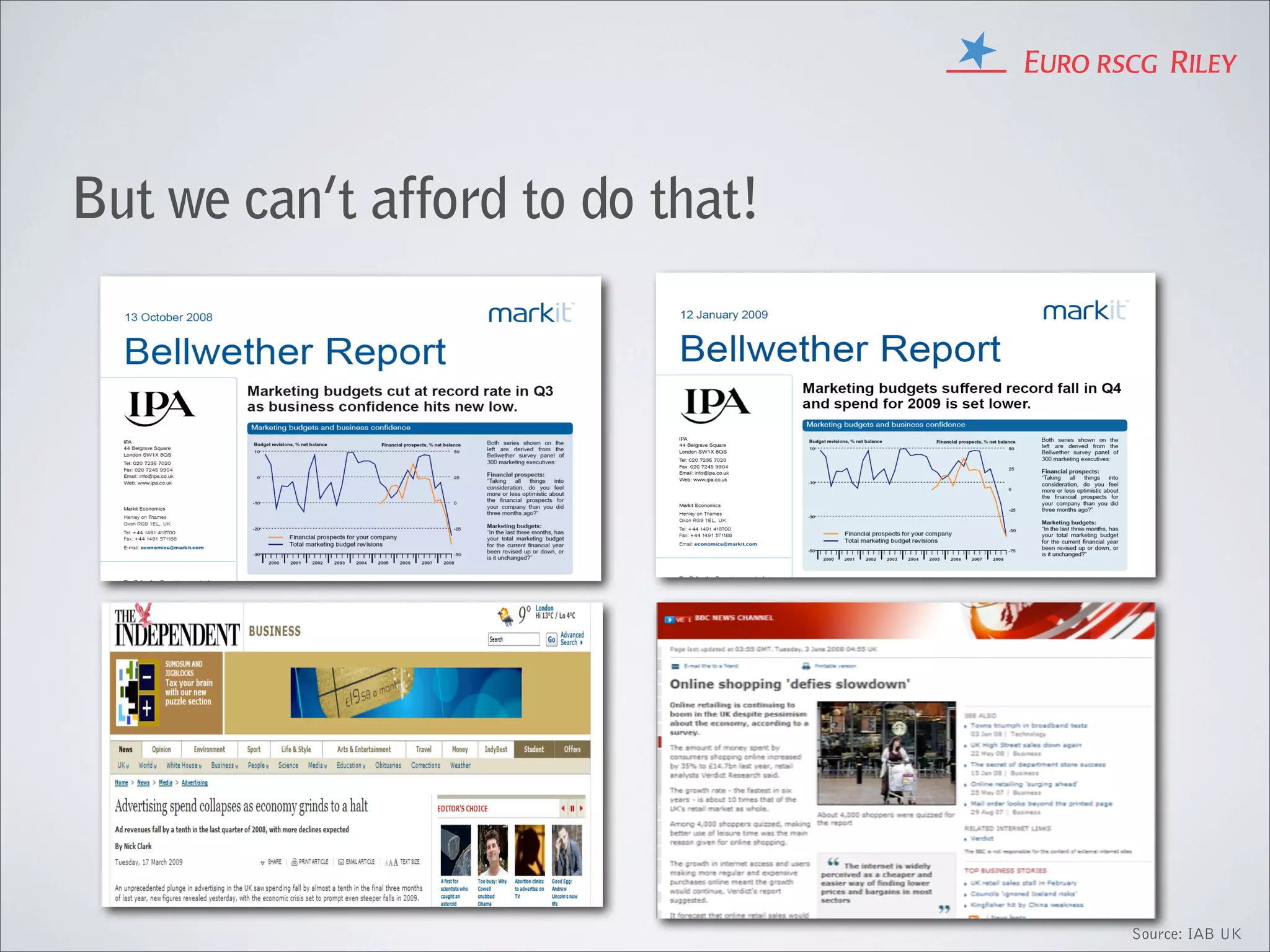 But we can’t afford to do that!




                                  Source: IAB UK
 