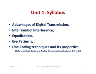 Digital communication systems unit 1 | PDF