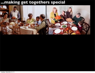 ...making get togethers special
Tuesday, December 16, 14
 