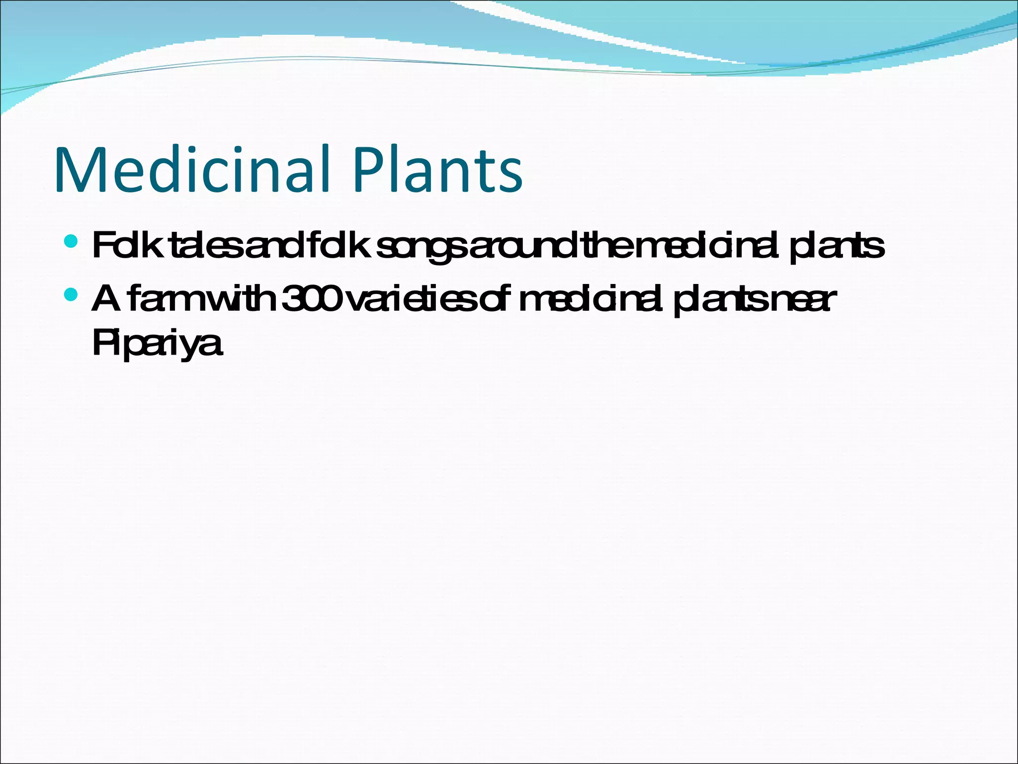 Medicinal Plants Folk tales and folk songs around the medicinal plants A farm with 300 varieties of medicinal plants near Pipariya 