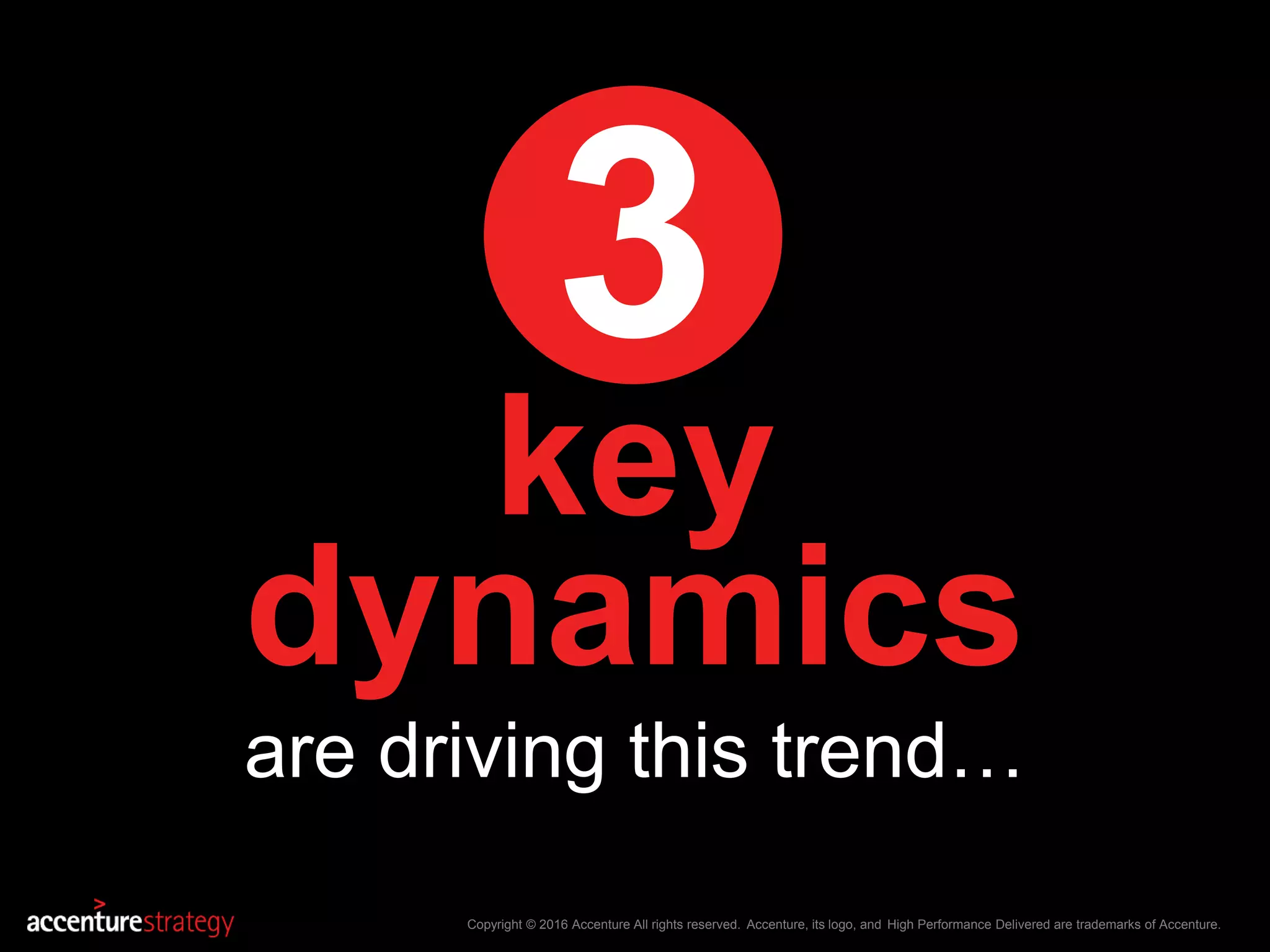 3
key
dynamics
are driving this trend…
Copyright © 2016 Accenture All rights reserved. Accenture, its logo, and High Performance Delivered are trademarks of Accenture.
 