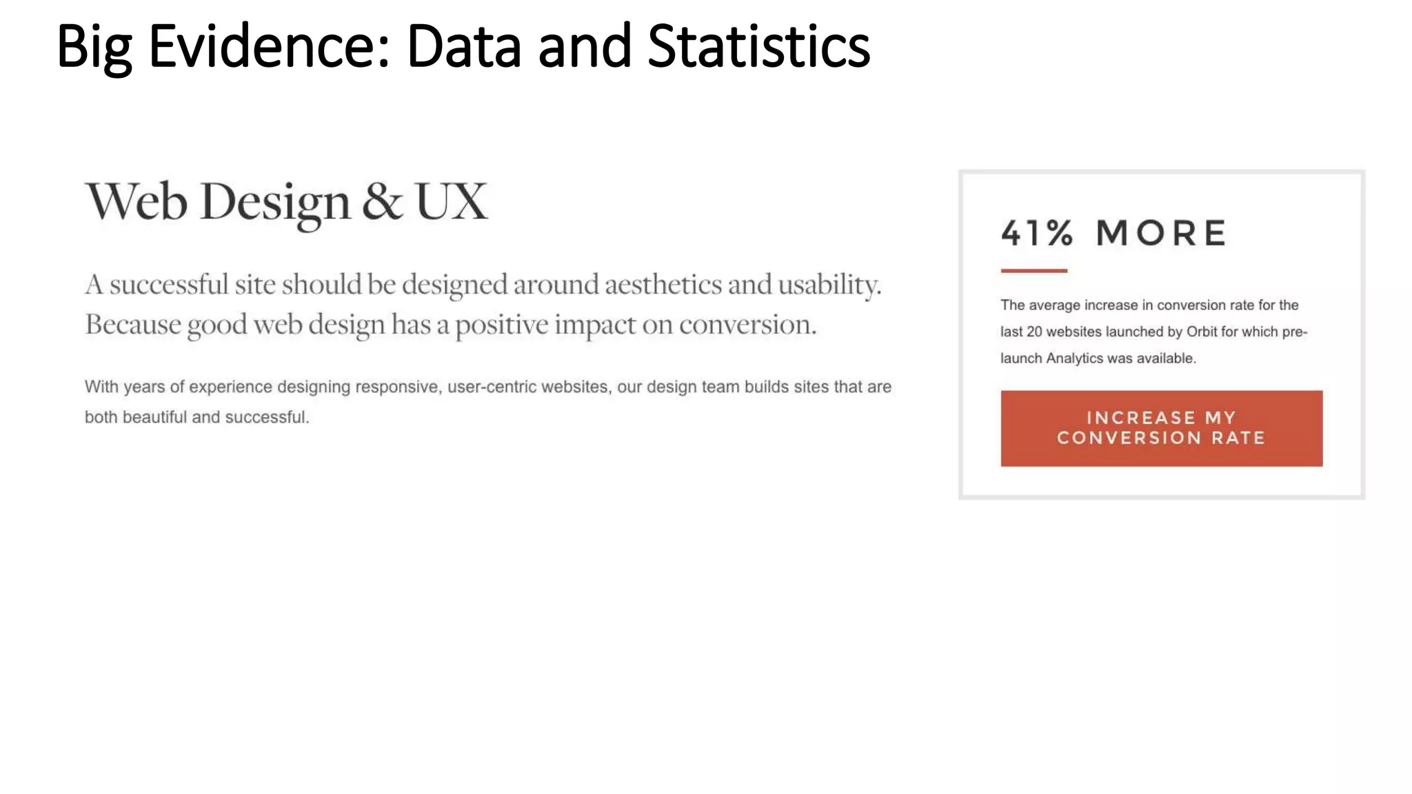 Big Evidence: Data and Statistics
 