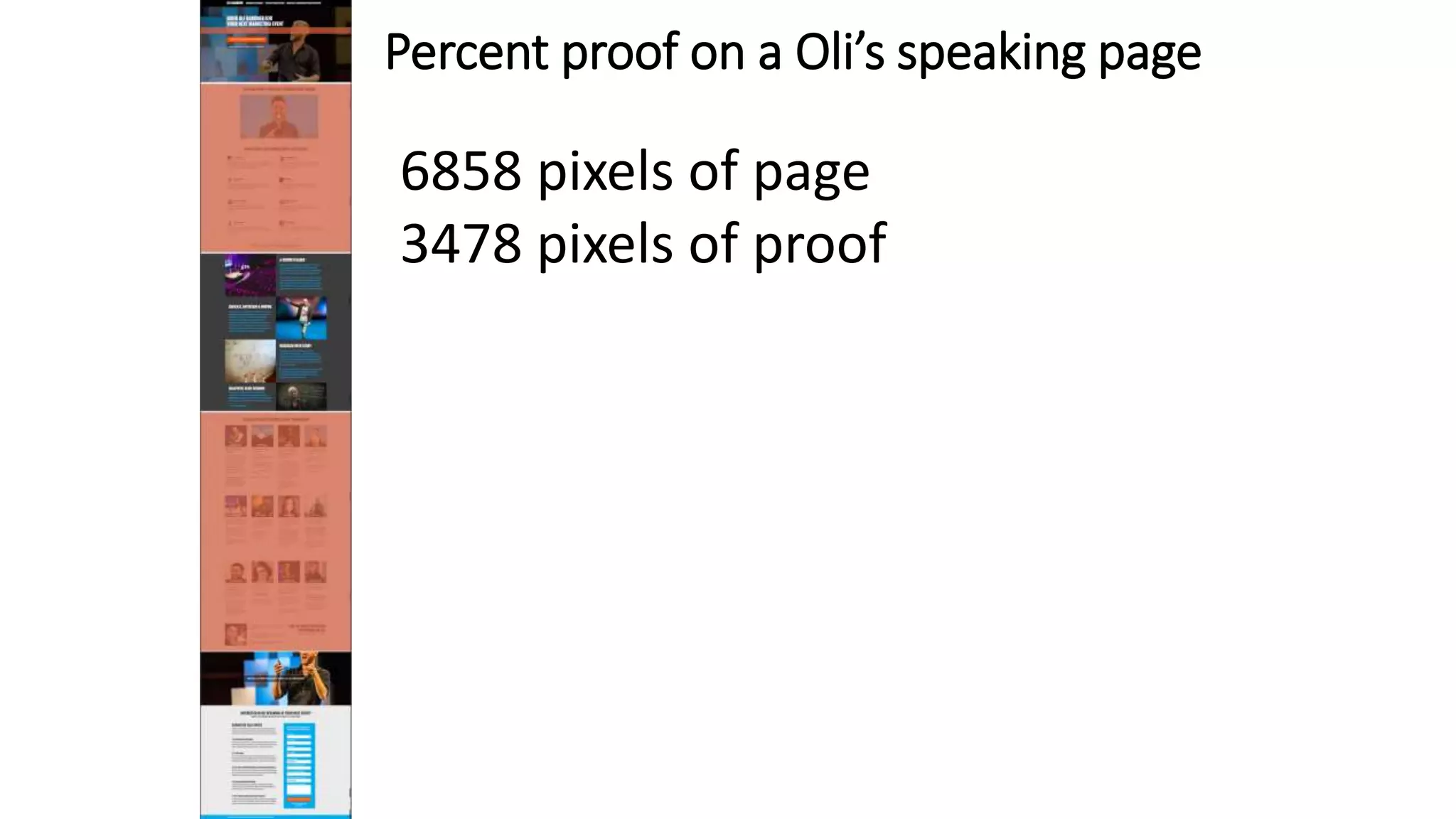 6858 pixels of page
3478 pixels of proof
Percent proof on a Oli’s speaking page
 