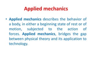 Digital content of applied mechanics | PPTX