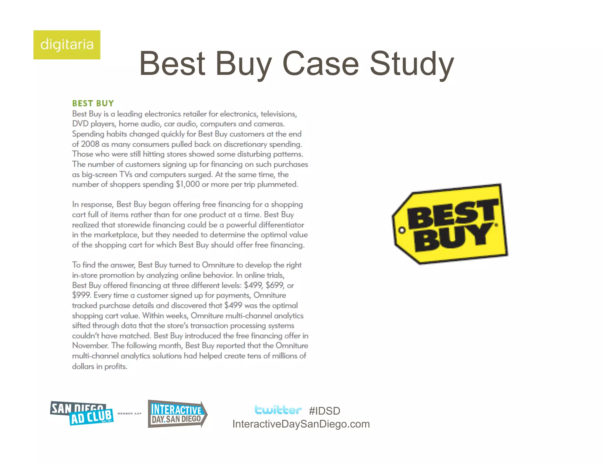Best Buy Case Study




                    #IDSD
     InteractiveDaySanDiego.com
 