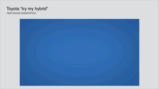 Toyota “try my hybrid”!
real social experience
 