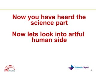 Now you have heard the science part Now lets look into artful  human side 