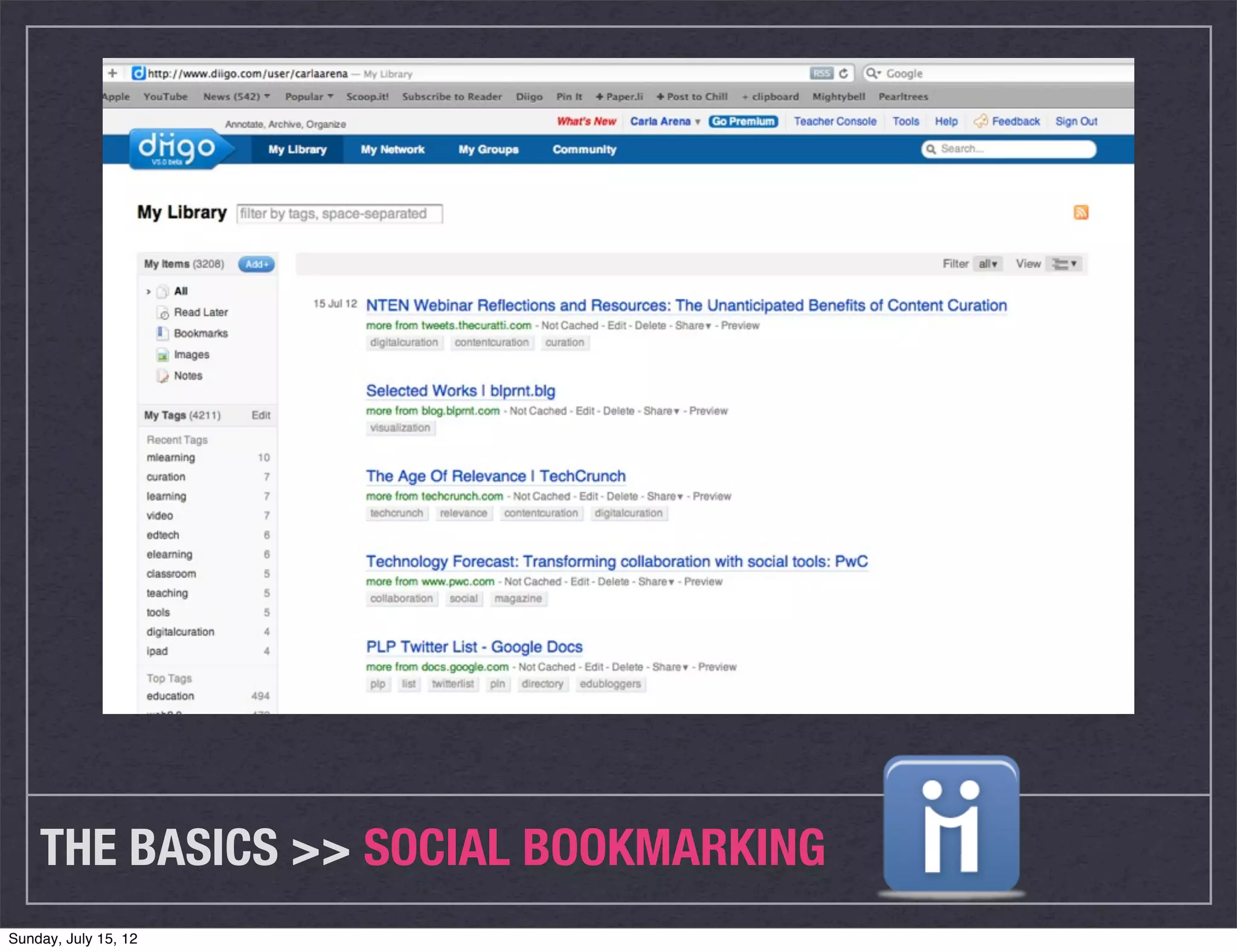 THE BASICS >> SOCIAL BOOKMARKING
Sunday, July 15, 12
 